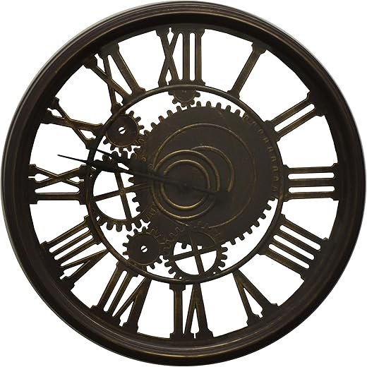Steampunk Style Skeleton Wall Clock with Roman Numerals
