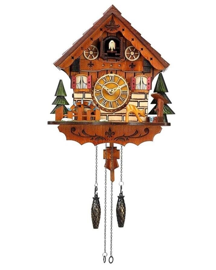 Traditional Black Forest Cuckoo Clock - Antique Wooden Pendulum, Free Shipping**