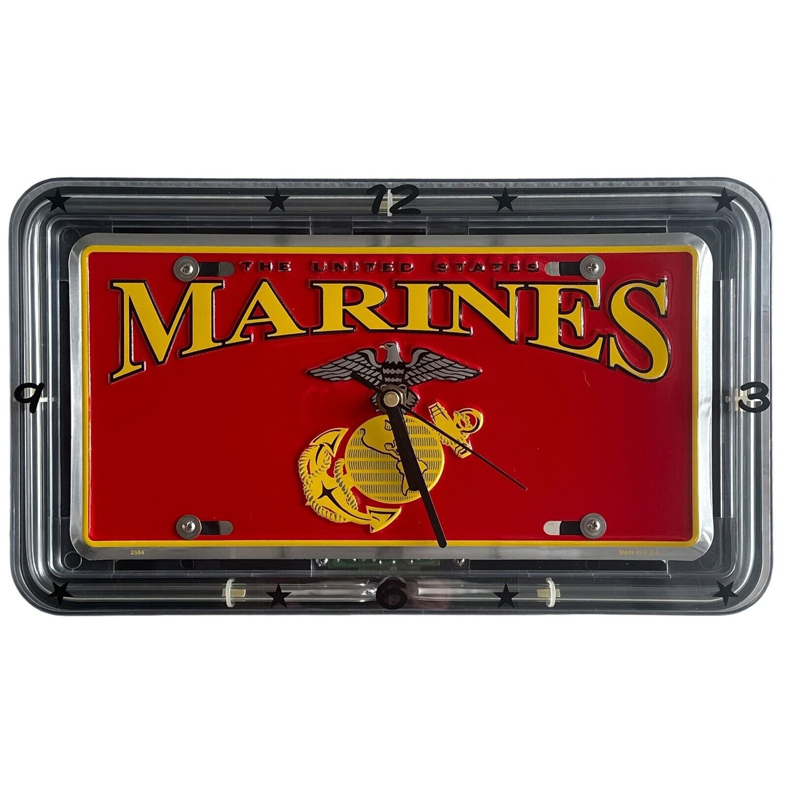 United States Marine Corps License Plate Designed Neon Clock
