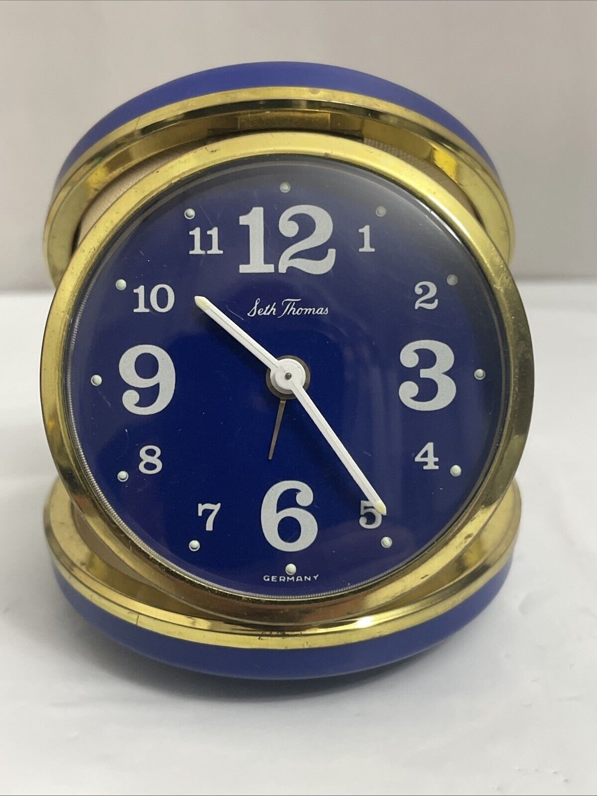 Vintage Seth Thomas Mod Trotter Travel Alarm Clock Blue