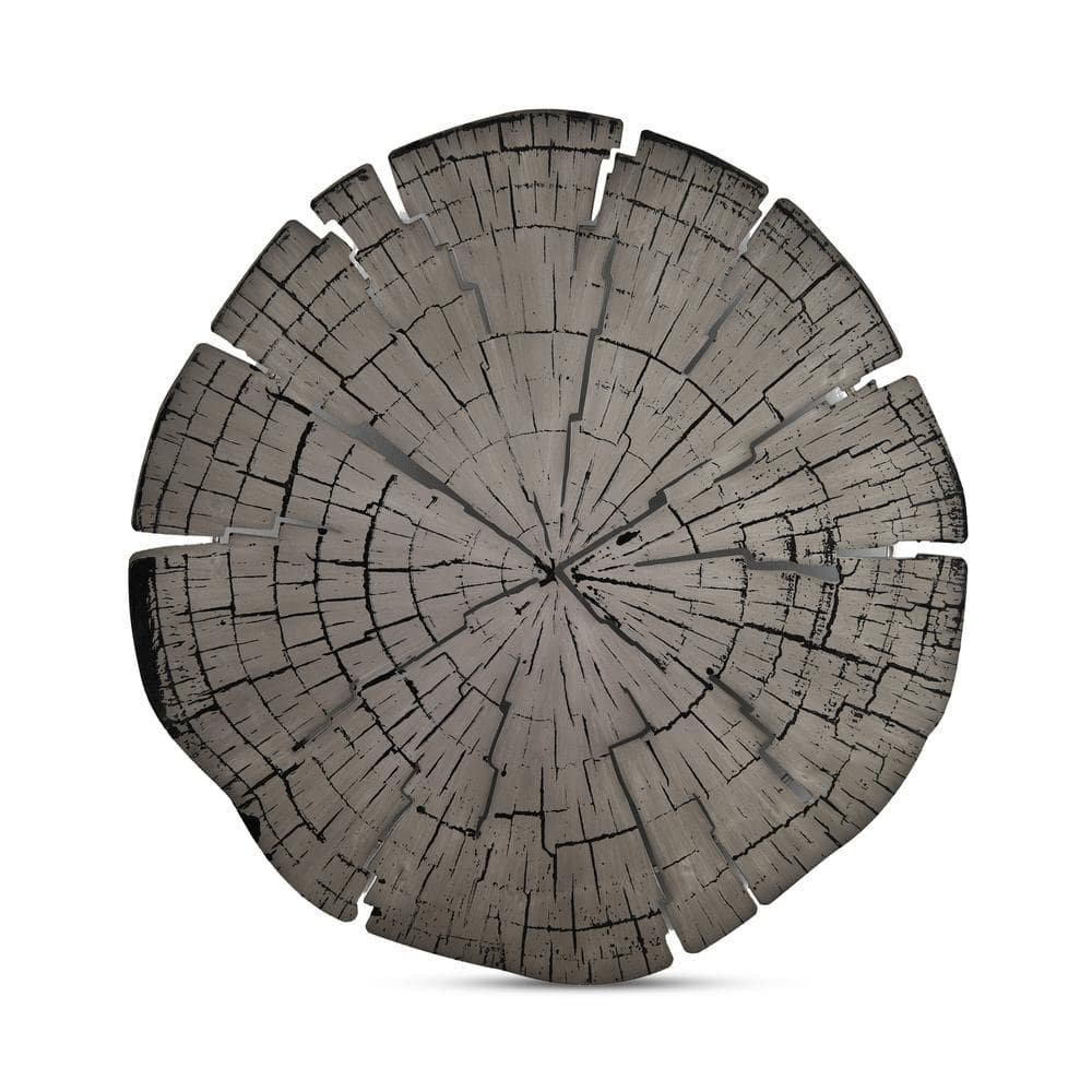 Cedric, Tree Cross Section Metal Wall Art in Silver