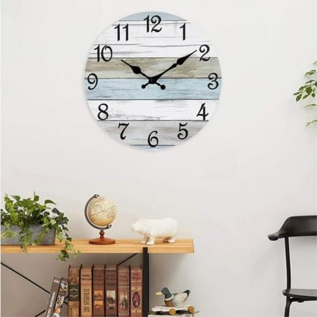 Clearance！ Miommo Rustic Wall Clock Wall Clock 10 Inch Rustic Wood Wall Clocks Battery Operated No Tick Clock Decorative for Kitchen Living Room Bathroom Farmhouse