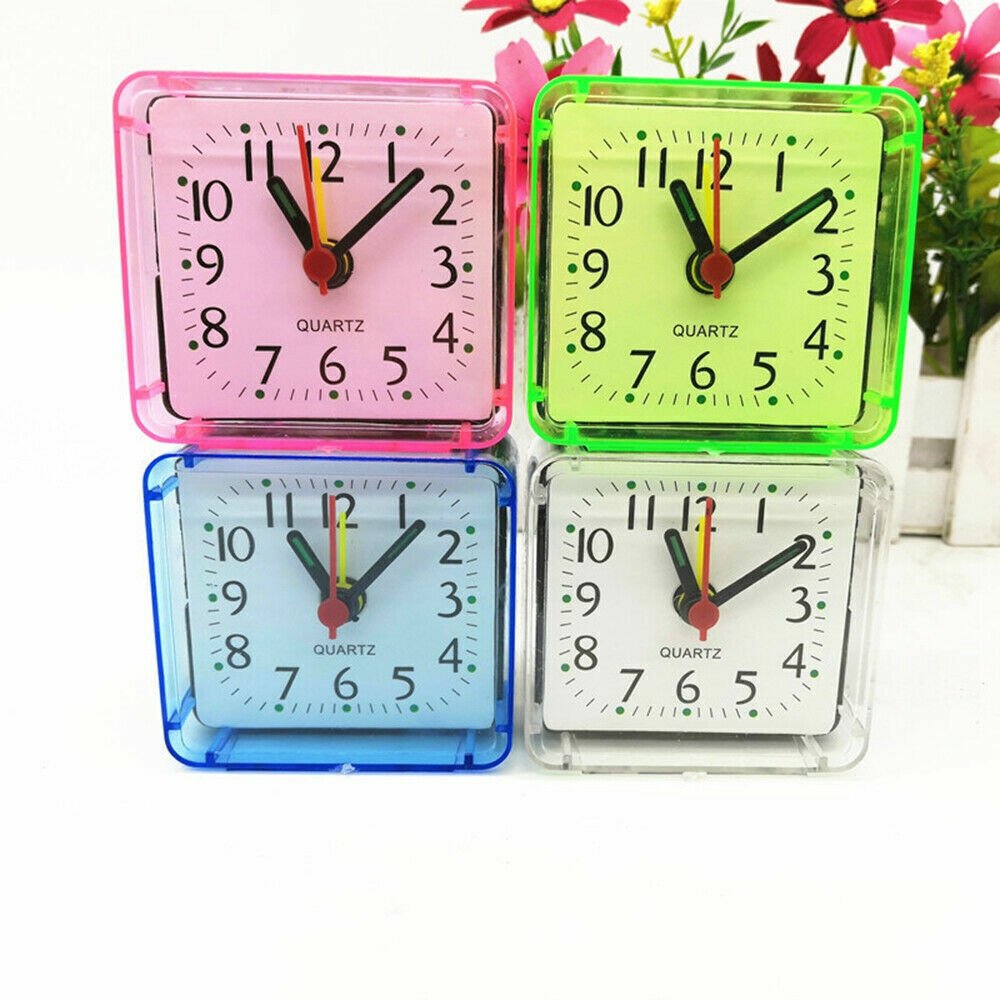 Cute Square Small Alarm Clocks Creative Bedroom Office Mini Table Clock Portable