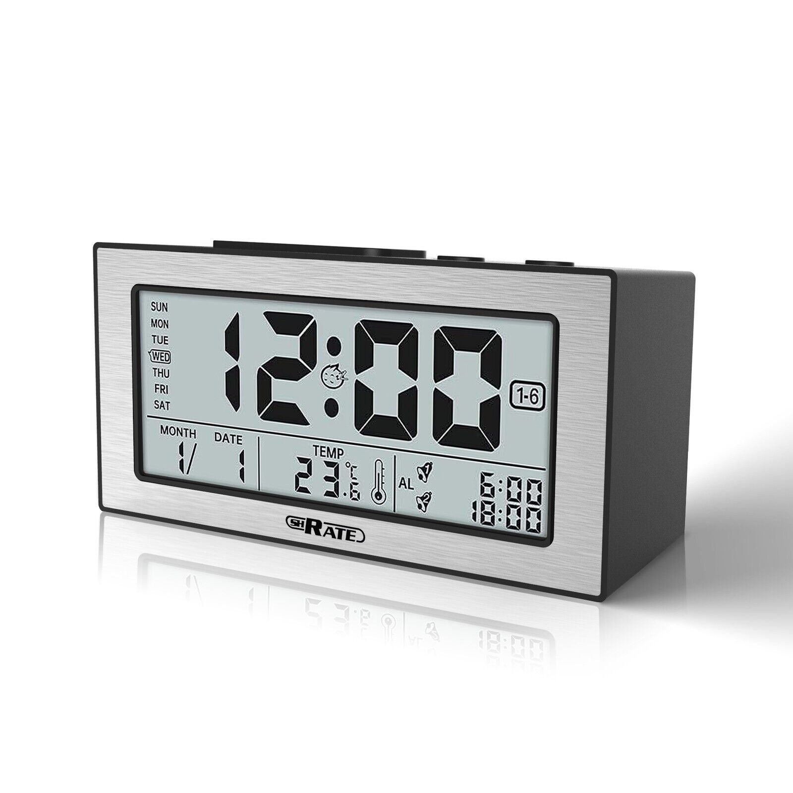 Digital Alarm Clock for Bedrooms, Night Alarm Clocks, Desk Clock, Large Display