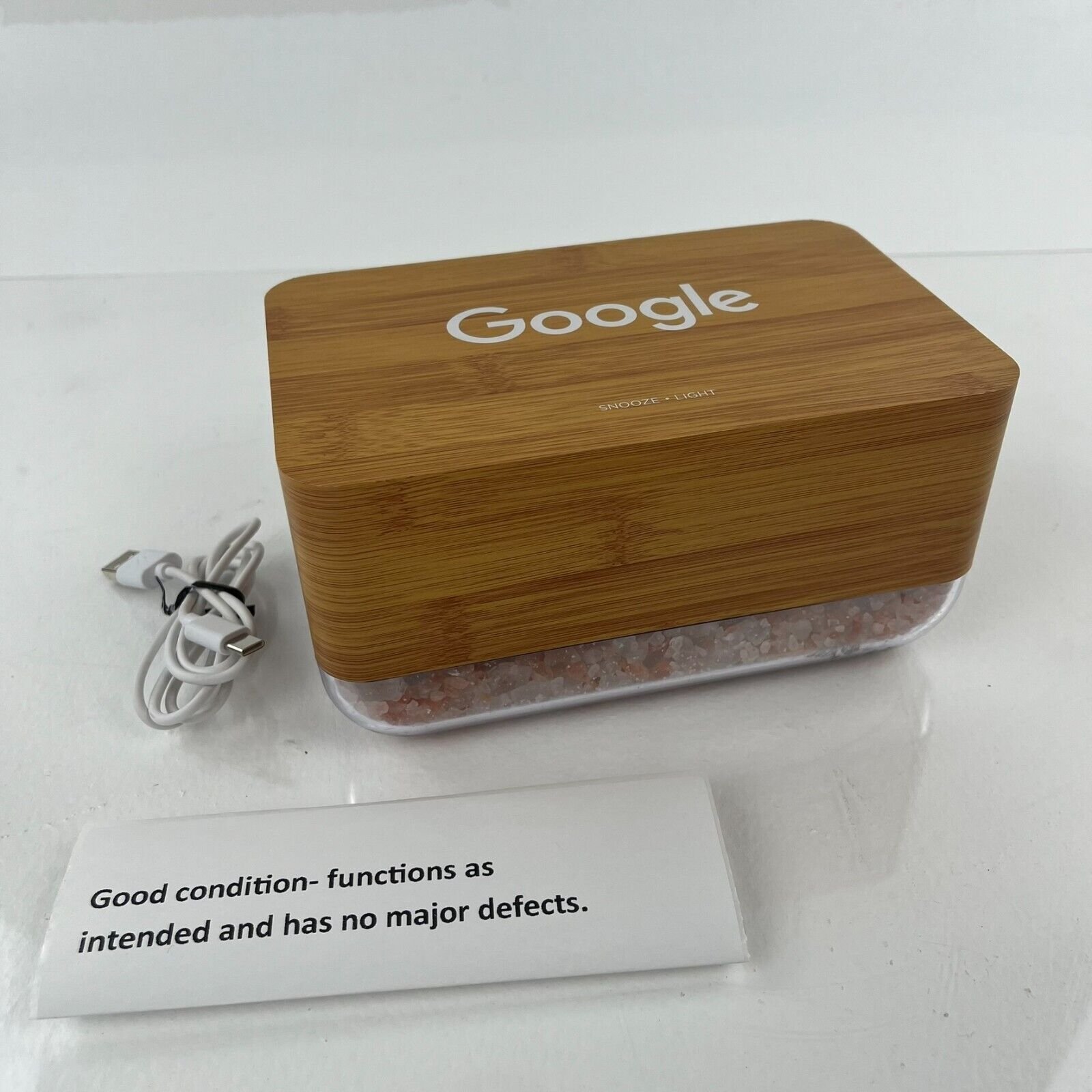 Google Promo Merch Himalayan Salt Sunrise Alarm Clock Wood Design