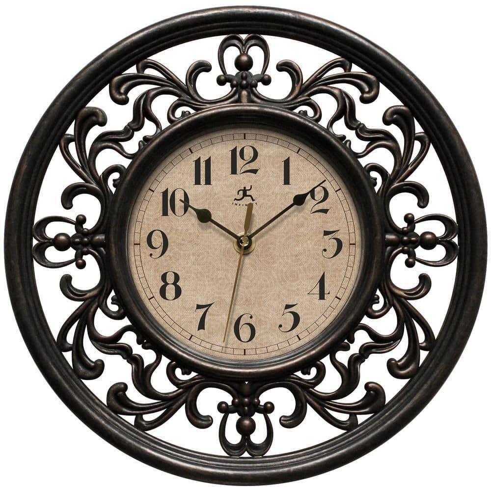 Infinity Instruments Wall Clock Brown Sofia Elegant Decor Design 12" Classic