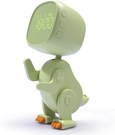 Kids Alarm Clock Ok to Wake Alarm Clock for Kids,Dinosaur Toddlers Night Light Clock for Bedroom,Birthday Gifts for Girls Boys Children,Green