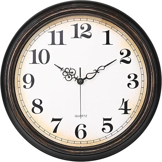 Large Wall Clock 16 Inch Silent Non-Ticking Vintage Wall Clocks Battery Operated for Living Room Kitchen Bedroom (Bronze)