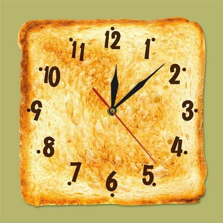 Leodye Toast Graphic Breakfast themed Wall Clock, Creative Home Kitchen Living Room Clock