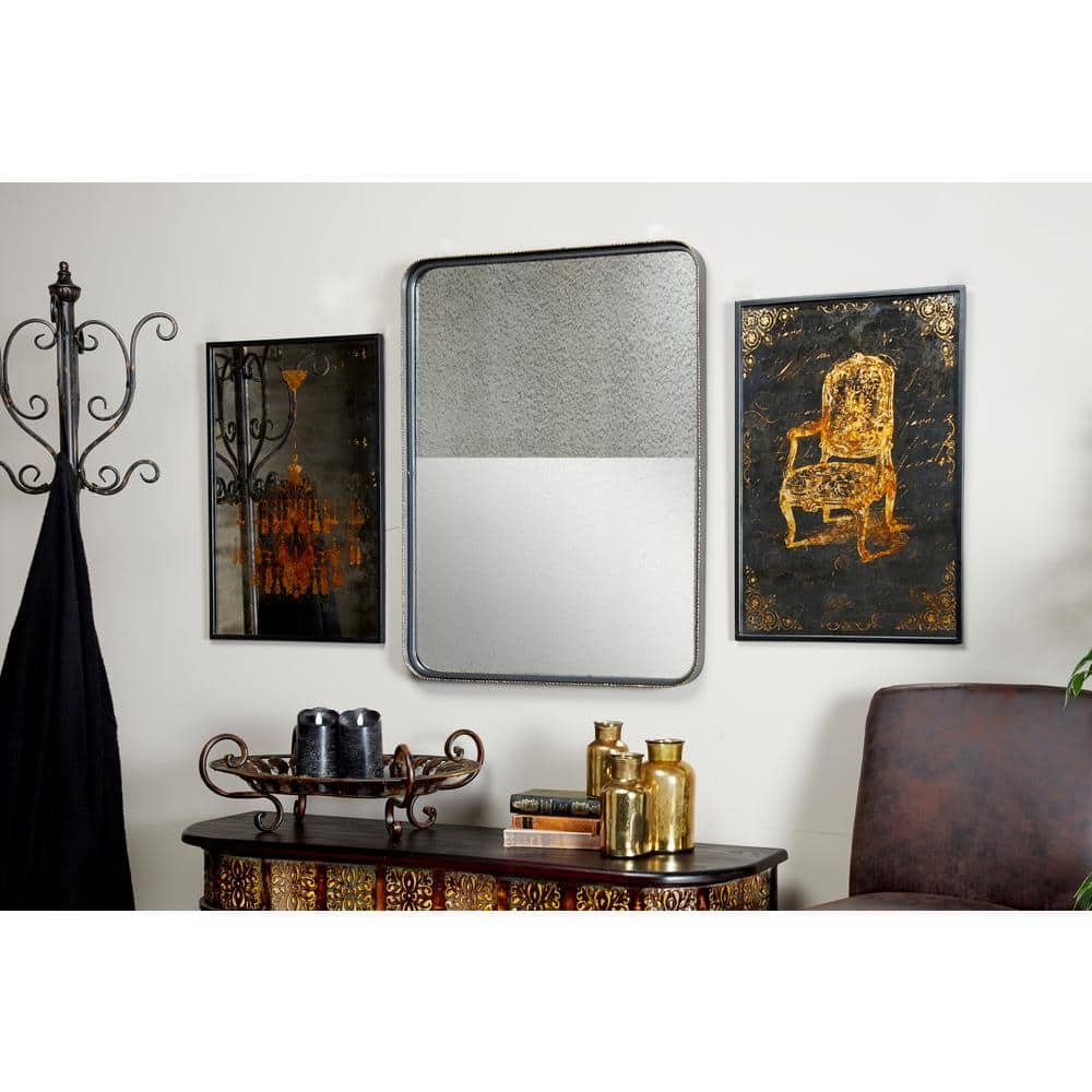 Medium Rectangle Distresssed Antique Finish Antiqued Classic Mirror (32.0 in. H x...