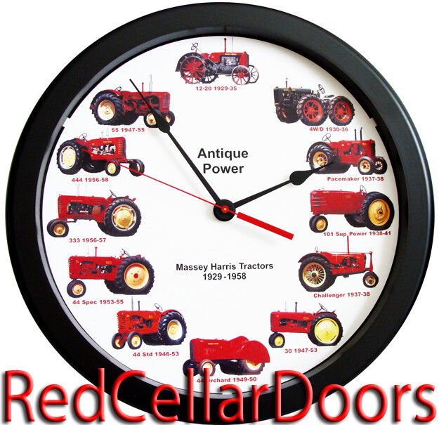 New MASSEY HARRIS Wheel Dial Wall Clock MASSIVE 14" Vintage 1929-1958 Tractor
