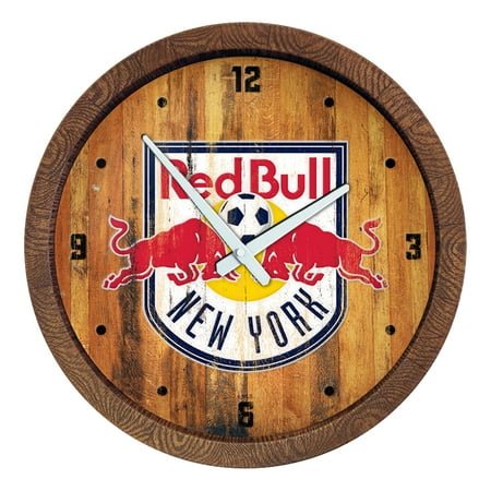 New York Red Bulls 20.25 Faux Distressed Barrel Top Clock