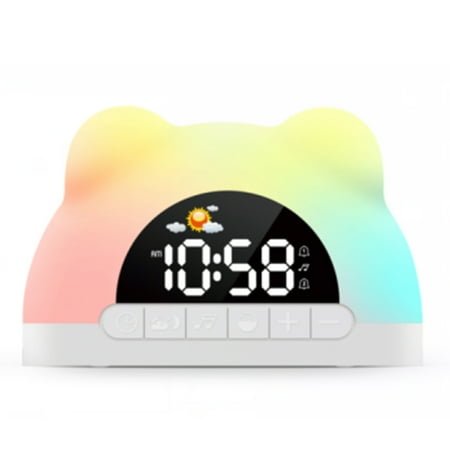 Onekawa Cute Alarm Clock for Kids Digital Alarm Clock for Girls Sleep Training Alarm Clock with 3 Brightness Levels 10 Melodies, Perfect Bedroom Alarm Clock