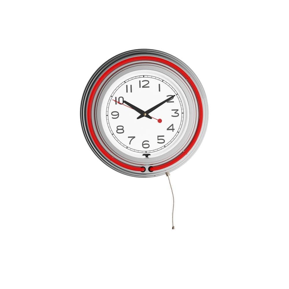 Red Analog 14 in. Neon Wall Clock