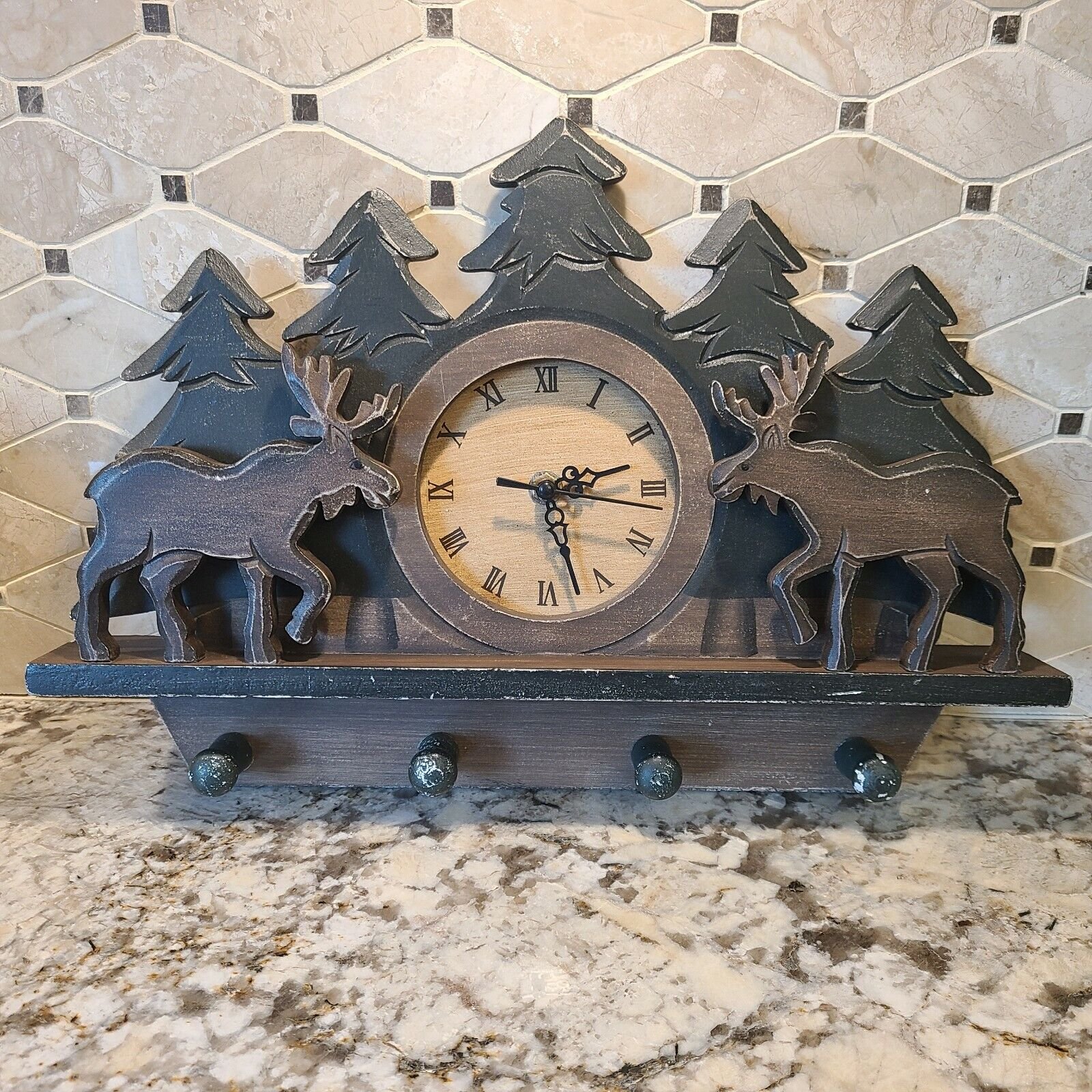 Solid Wood Moose Clock Holiday Decor Wall Outdoors Rustic Moose Hunter Green photo Solid Wood Moose Clock Holiday Decor Wall Outdoors Rustic Moose Hunter Green featured image