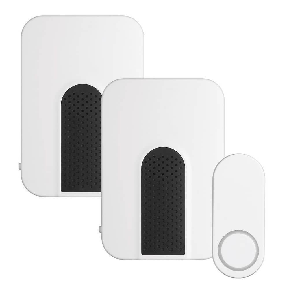 White Plastic Plug-In Lighted Doorbell Kit with 2 Chimes