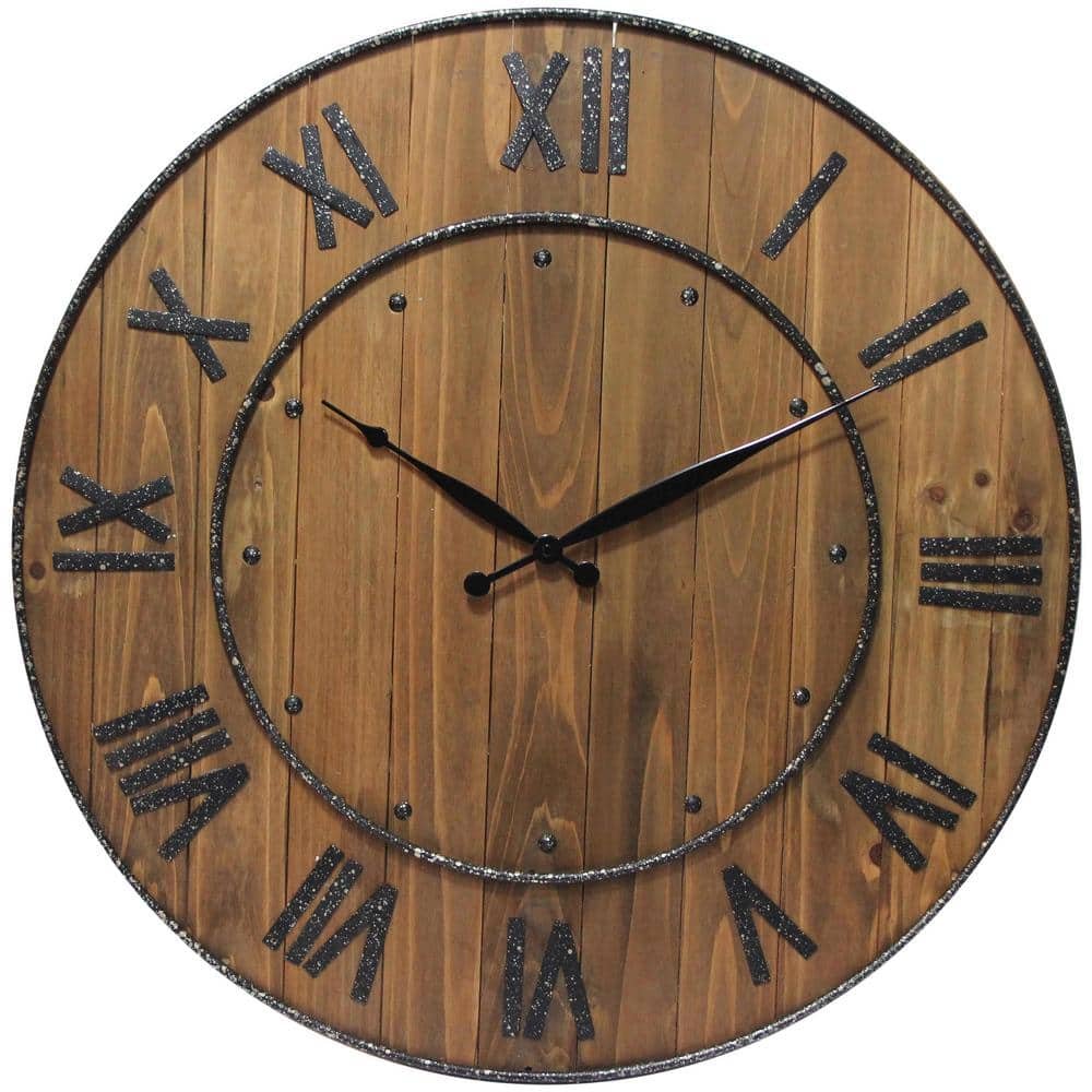 Wine Barrel 24 in. H x 24 in. W Round Wall Clock