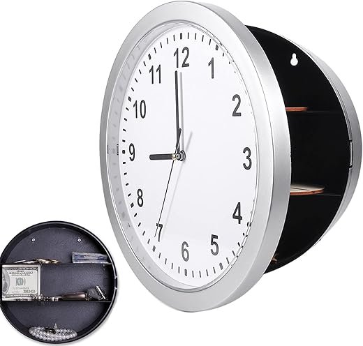 10 Inch Hidden Safe Wall Clock With Secret Storage Clock Safe Diversion Compartment Modern Silver Jewelry Cash Storage For Home Office with Hidden Compartment Cool Stuff for Your Room