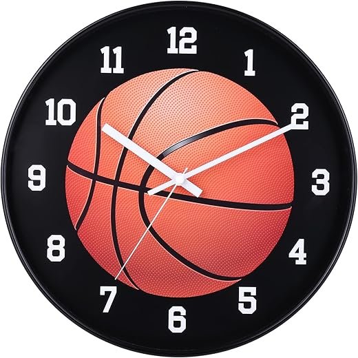 12 Inch Basketball Wall Clock with Battery Operated Silent Clock Movement and Sturdy Frame,Great Decor for Bedroom,Livingroom or Office,Nice Gifts for Basketball Lovers,Friends and Father