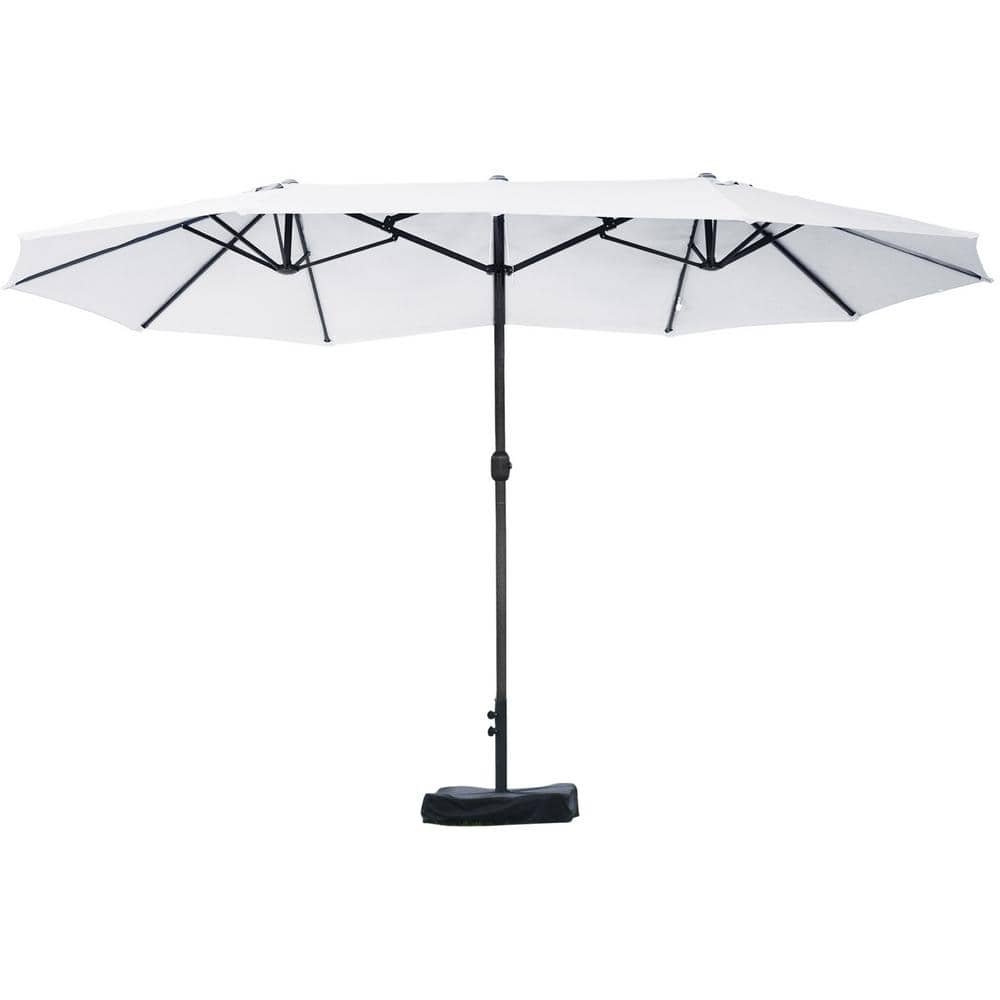 15 ft. Patio Umbrella with Base, Steel Rectangular Outdoor Double Sided Market,...
