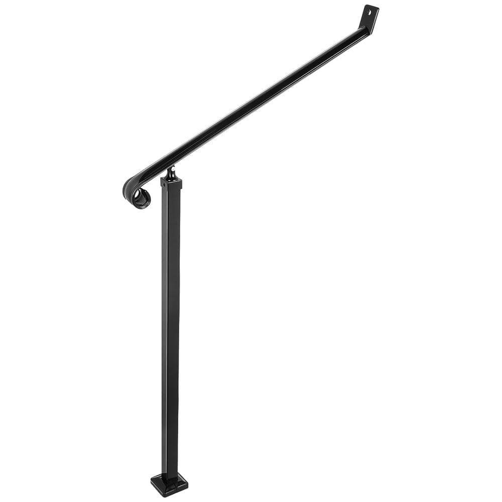 2-3 Step Wrought Iron Handrail for Outdoor Steps, 62.8 in. H x...