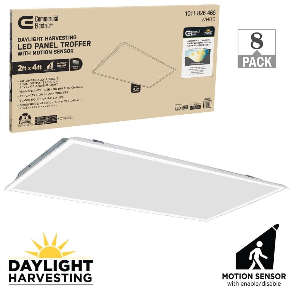 2 ft. x 4 ft. Daylight Harvesting Motion Sensor LED Panel Light...
