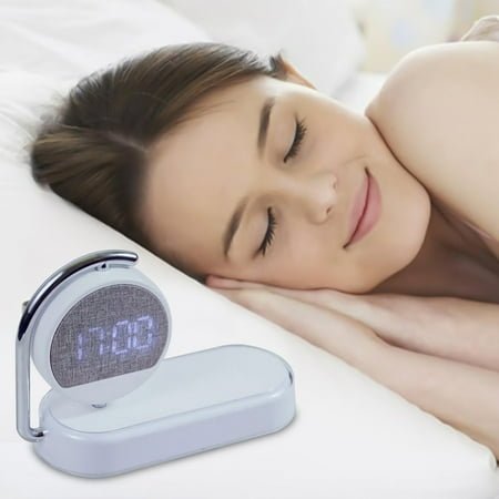 3-in-1 Wireless Charger Alarm Clock with Night Light - 15W Fast Charging Station for iPhone/Android, LED Display & Adjustable Brightness, Bedside Charger with Dual Alarm & Snooze Function White