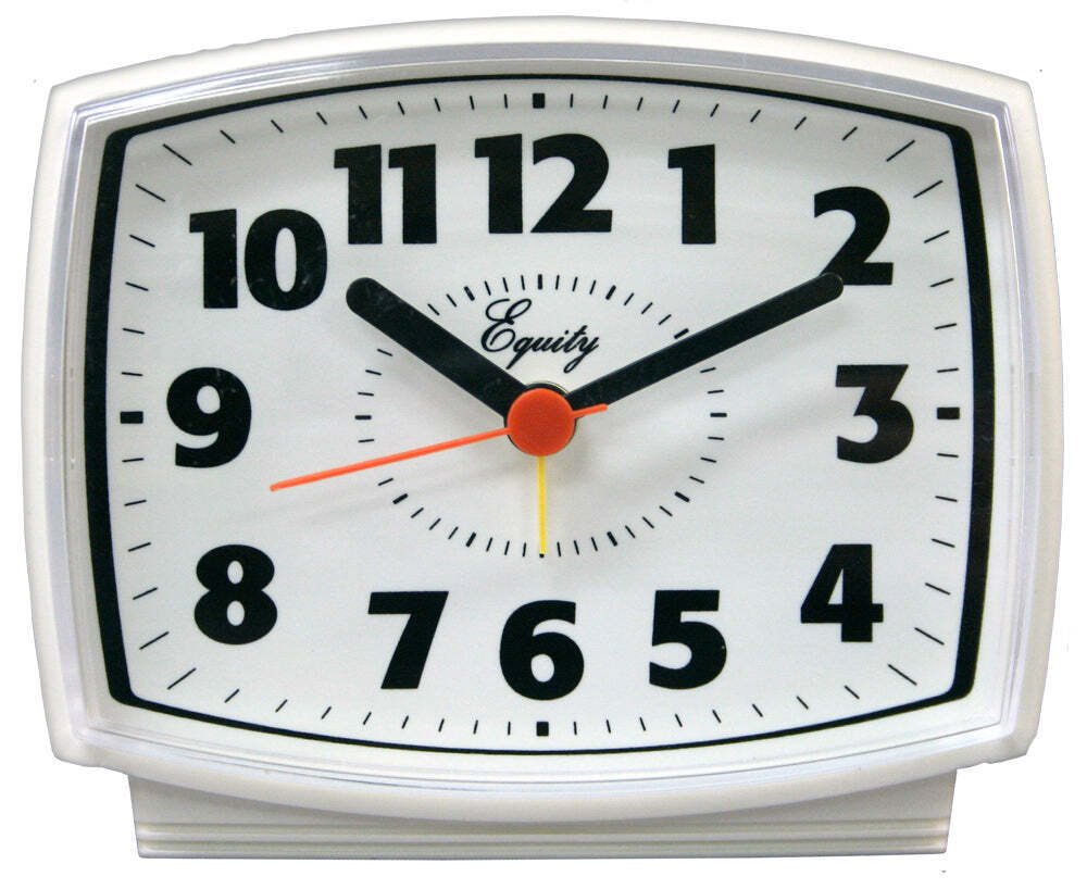 33100 Equity by La Crosse Electric Silent Sweep Analog Alarm Clock - White