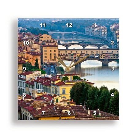 3dRose, Italy, Florence, River View of the city., 10x10 Wall Clock
