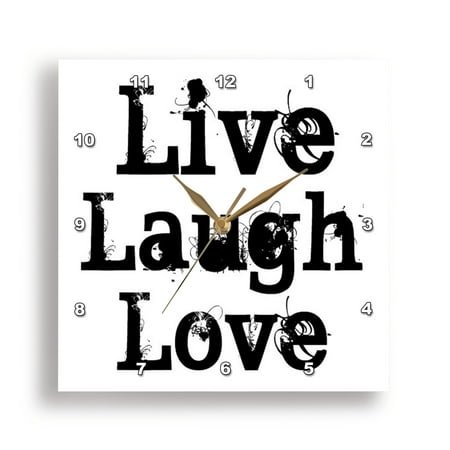 3dRose, Live Laugh Love, 10x10 Wall Clock