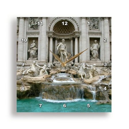 3dRose, Trevi Fountain, Rome, Italy, 10x10 Wall Clock