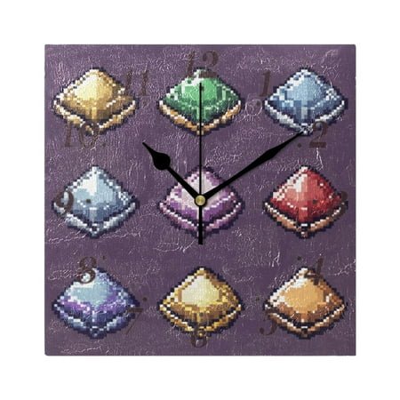 7.78in Gemstones Square Wall and Table Clock Dual Use Vintage Design in Black or Gold