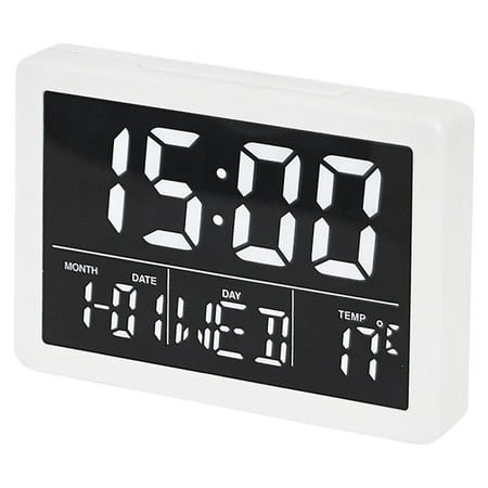 Battery Operated LCD Digital Alarm Clock , Snooze, Easy to Use for Bedrooms, White Bold Digits