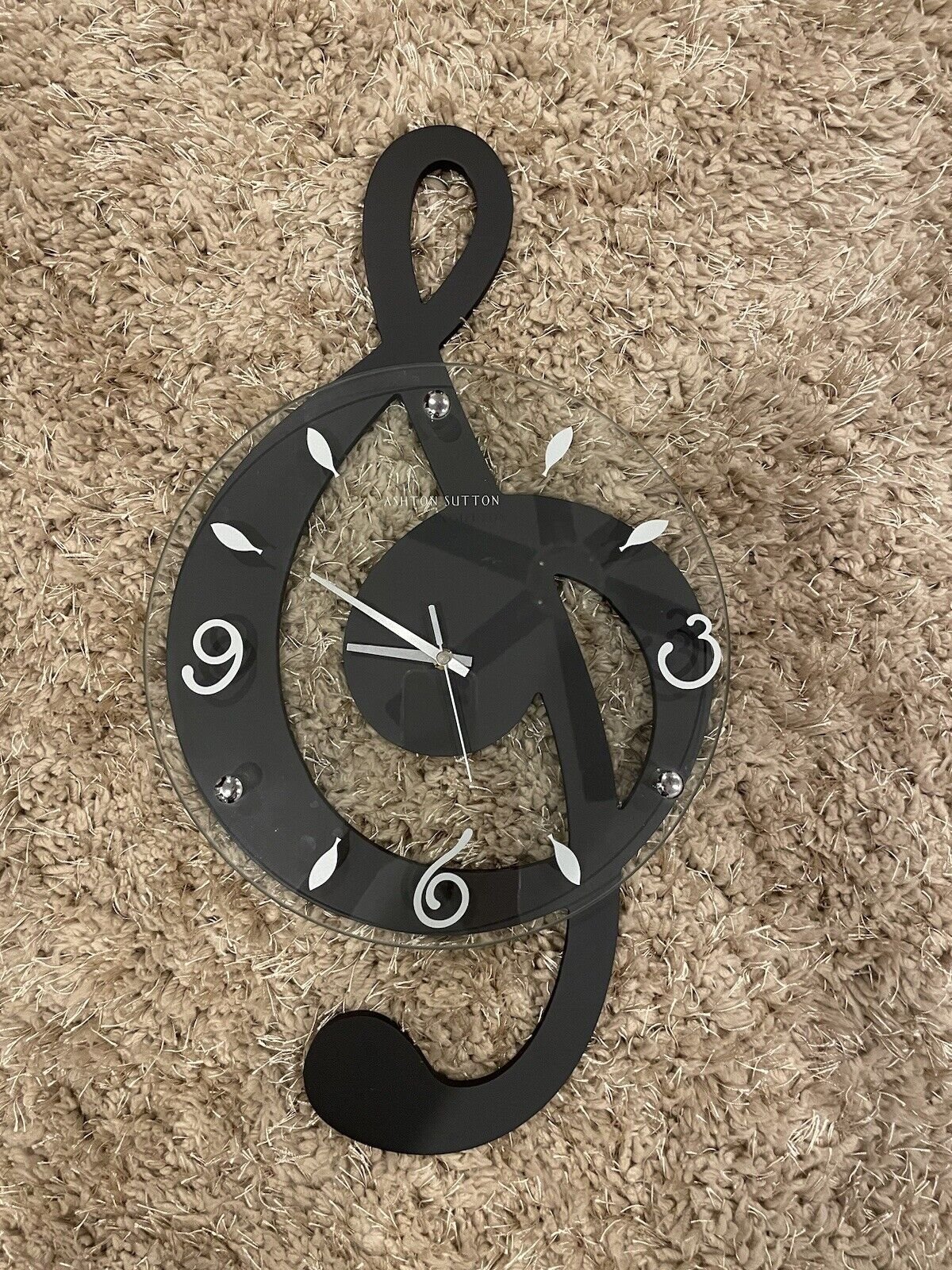 Black Treble Clef Music Wall Clock