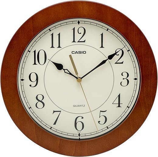 CASIO IQ-135-5JF Brown Analog Wood Grain Wall Clock 10.2 inches (26 cm)