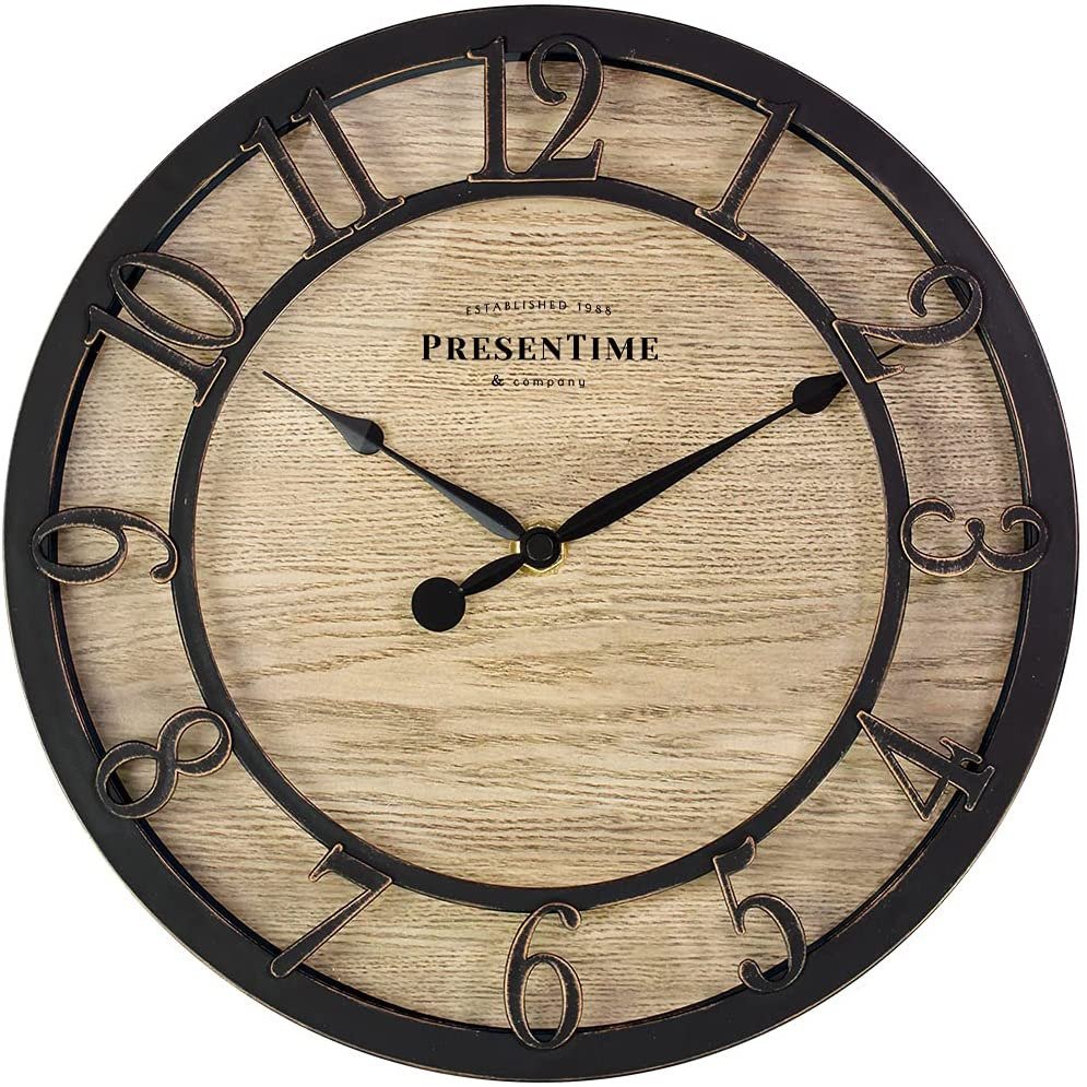 & Co 10" Farmhouse Series Wall Clock, Cottage Style, Vintage Design, Oil Rubbed