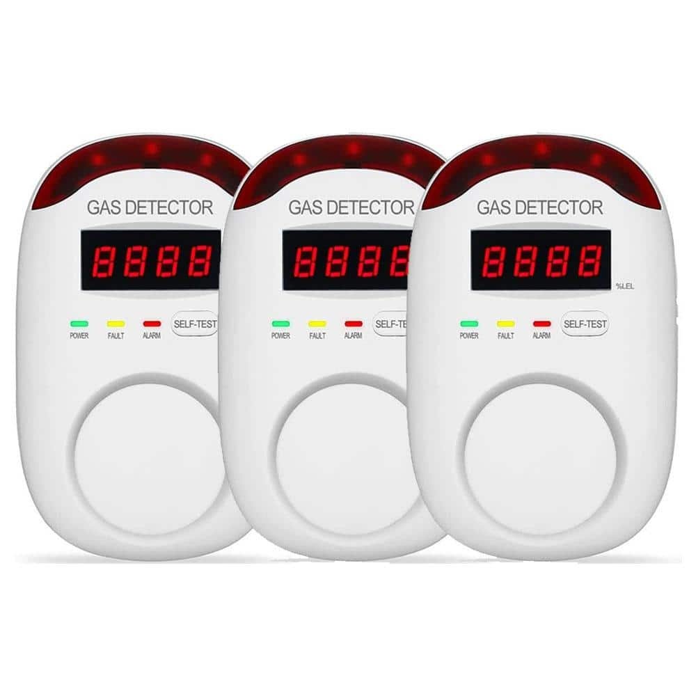 Combustible Natural Gas Detector with High Volume Alarm,Plug-In LCD Digital Display for...