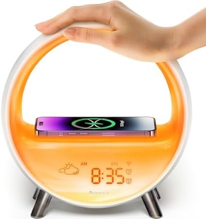Dekala 5G Arches Gradual Sunrise Alarm Clock with Wireless Charging Sunset White Noise Sleep Sound Machine Bluetooth Speaker with Night Light for Adults Touch/App/Button Control Support 2.4G 5G WiFi