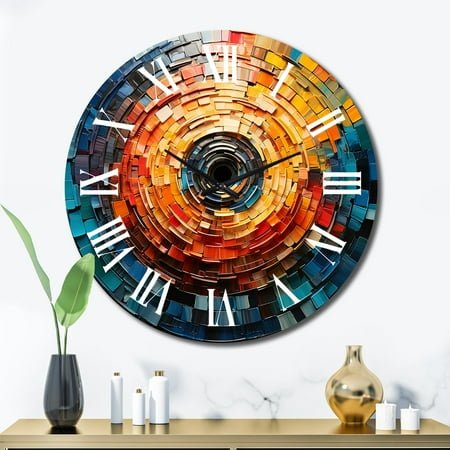 Designart Mosaic of Colorful Vinyl Records III Music Oversized Wall Clock