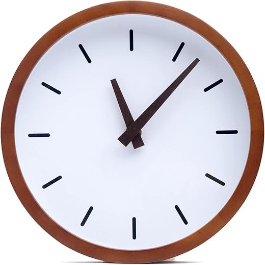 Driini Modern Mid Century Wood Analog Wall Clock - Battery Operated with Silent Sweep Movement - Large, Oversized Wooden Clocks for Bedrooms, Bathroom, Kitchen, Living Room, or Office (16)