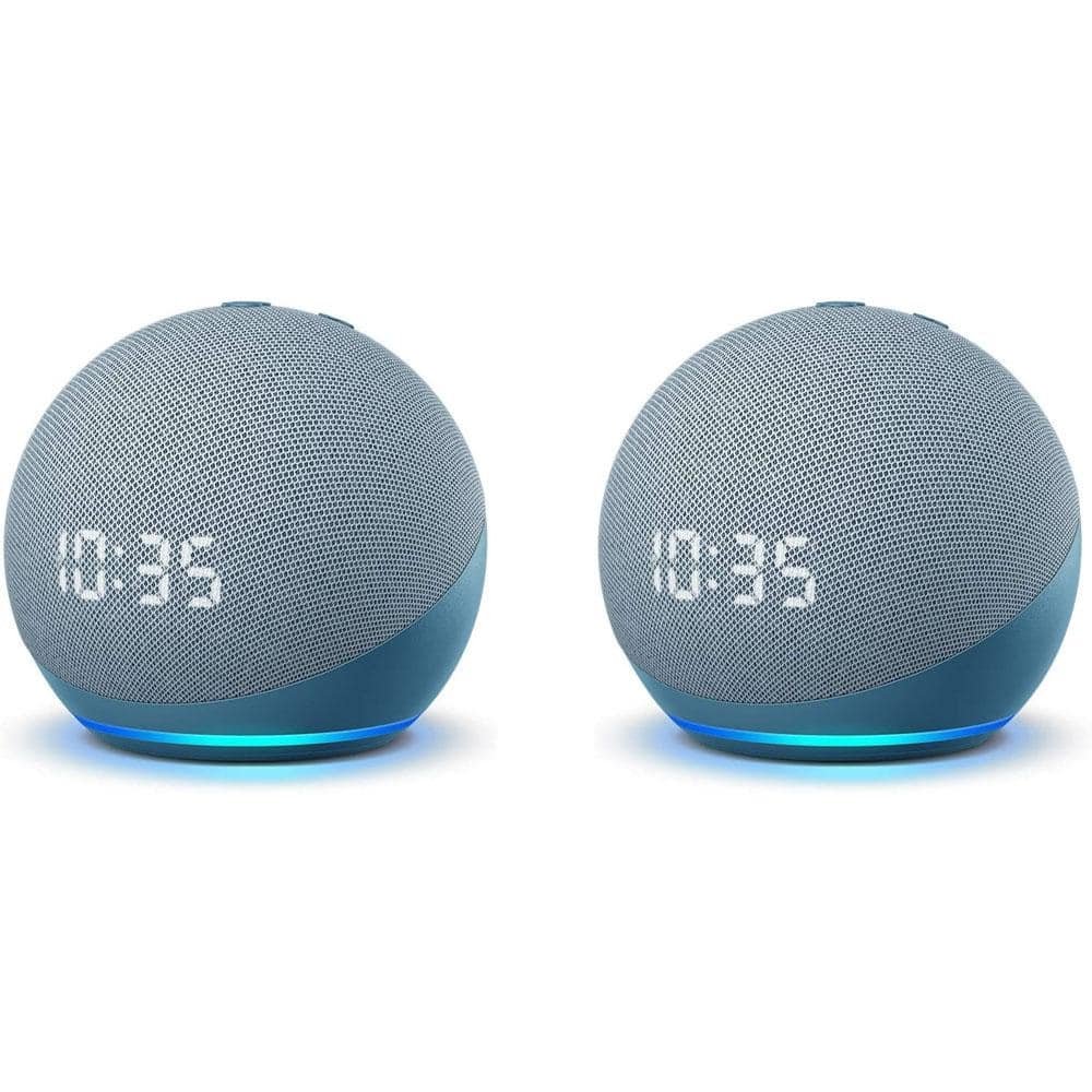 Echo Dot 4th Gen Clock Blue, 2-Pack