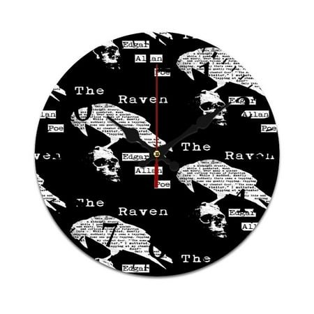 Edgar Allan Poe The Raven Poem Wall Clock Modern Design Clocks Wall Hanging Home Office School Clocks Round PVC Wall Clocks
