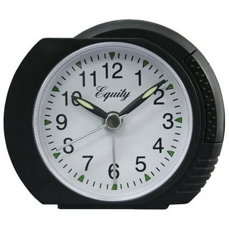 Elgin Classic Black Case Quartz Alarm Clock White Lighted Dial, Each