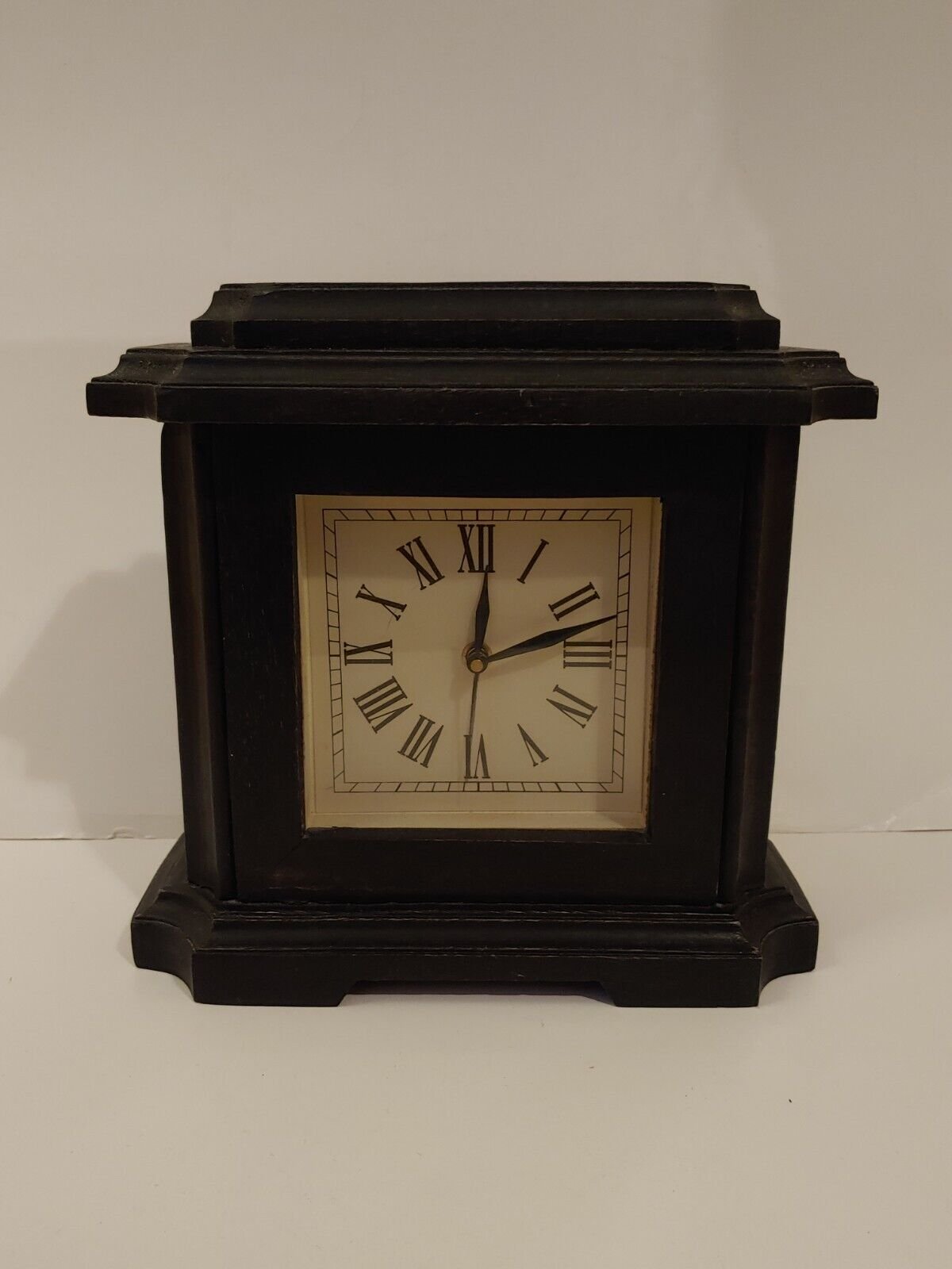 Gothic Black Vintage Wooden Mantel Clock Square Shape 10"