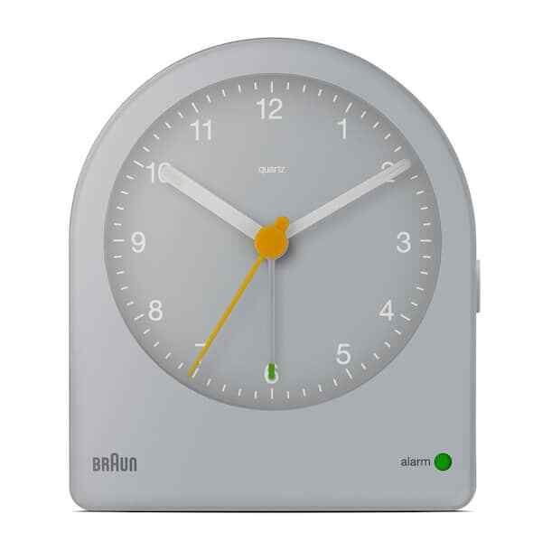 Grey Snooze Backlight Quiet Quartz Battery Operated Classic Analog Alarm Clock