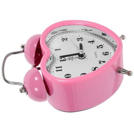 Hemobllo Cute Pink Heart Shaped PVC Alarm Clock for Kids Night Reading 1Set