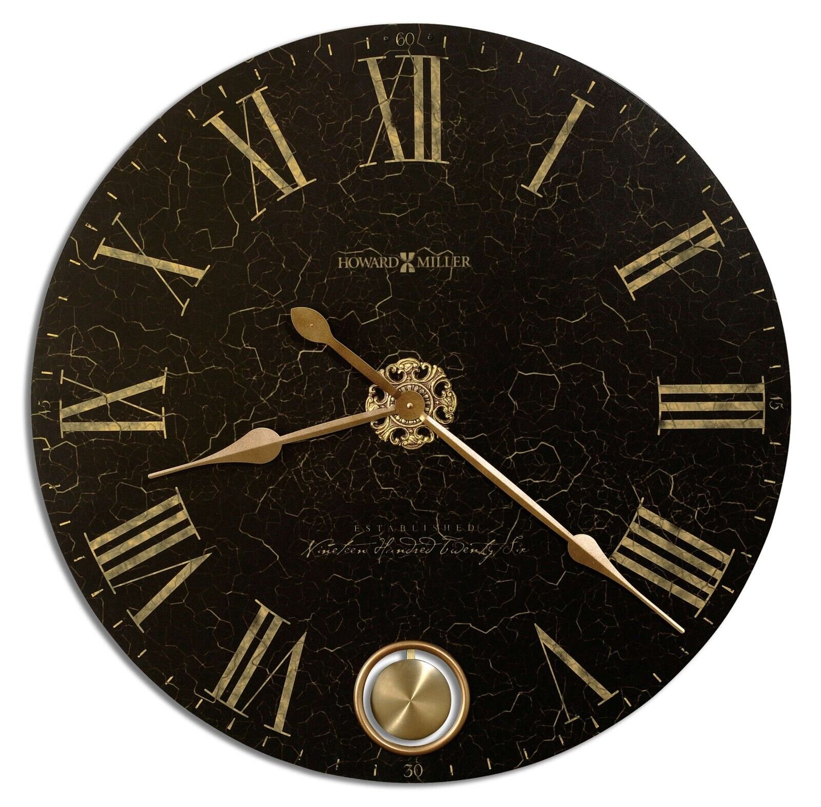 Howard Miller London Night Wall Clock 620474 Oversized Aged Gold Medallion