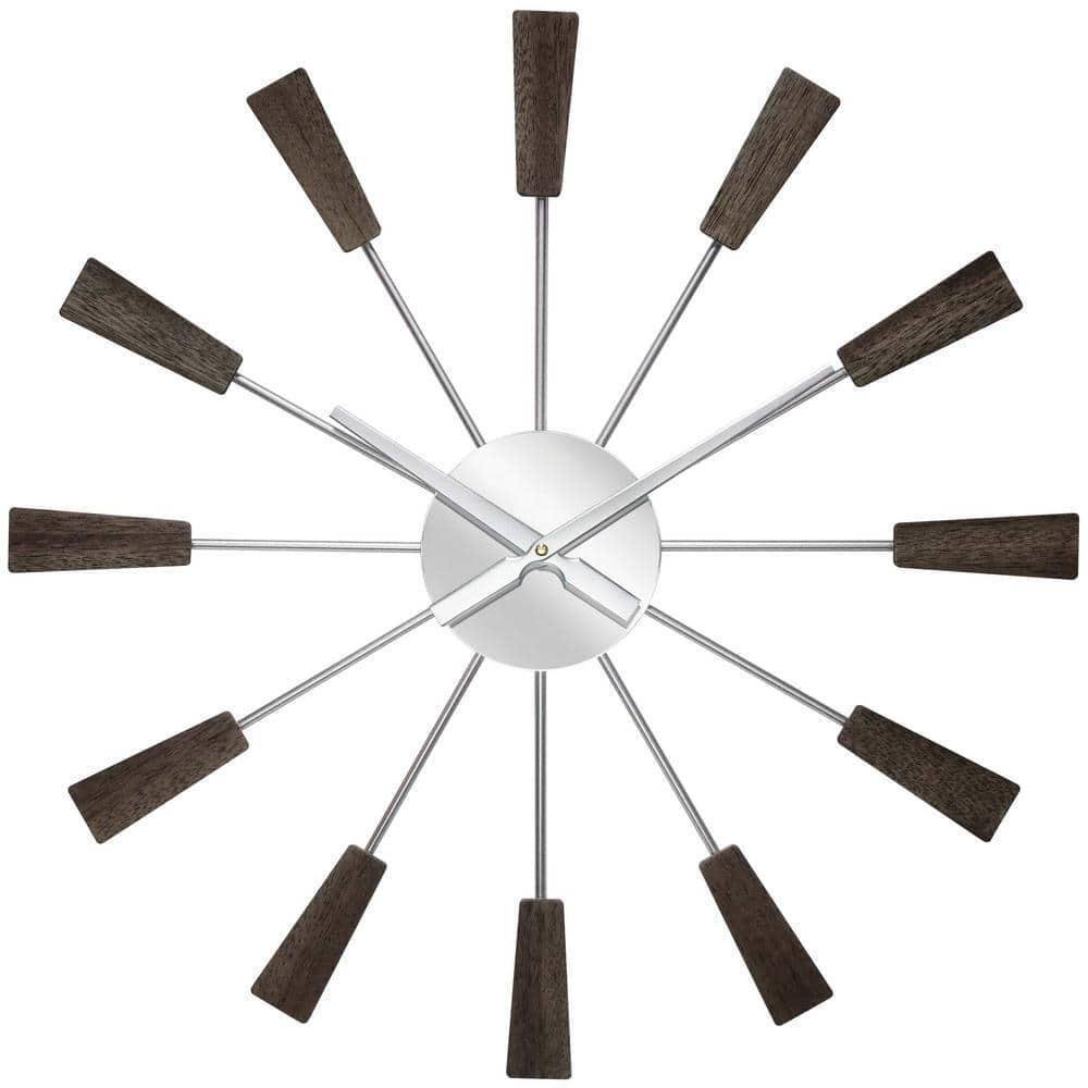 Infinity Instruments Wall Clock 23.5 in. Vane Mid-Century Open Face Silver Hands