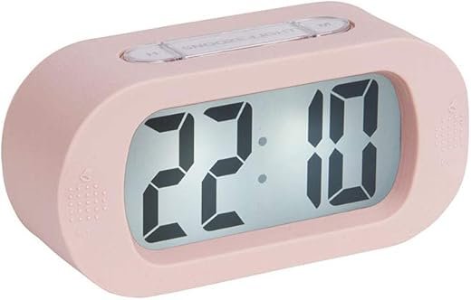 Karlsson KA5753PI Digital Alarm Clock LCD Backlit Gummy ABS Rubberized Pink H7 x 5 x 14 cm, Silicone, 14x7x5 cm