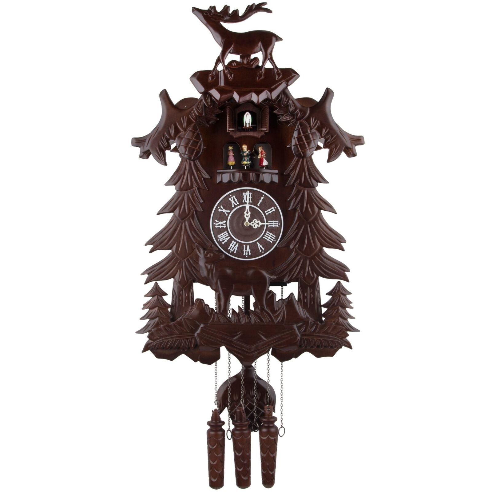 Kendal Vivid Large Handcrafted Wood Cuckoo Clock with 4 Dancers Dancing & Music